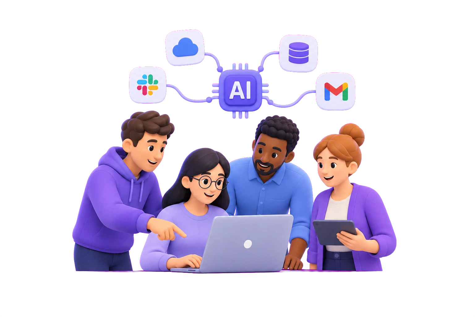 Illustration of a connected product team