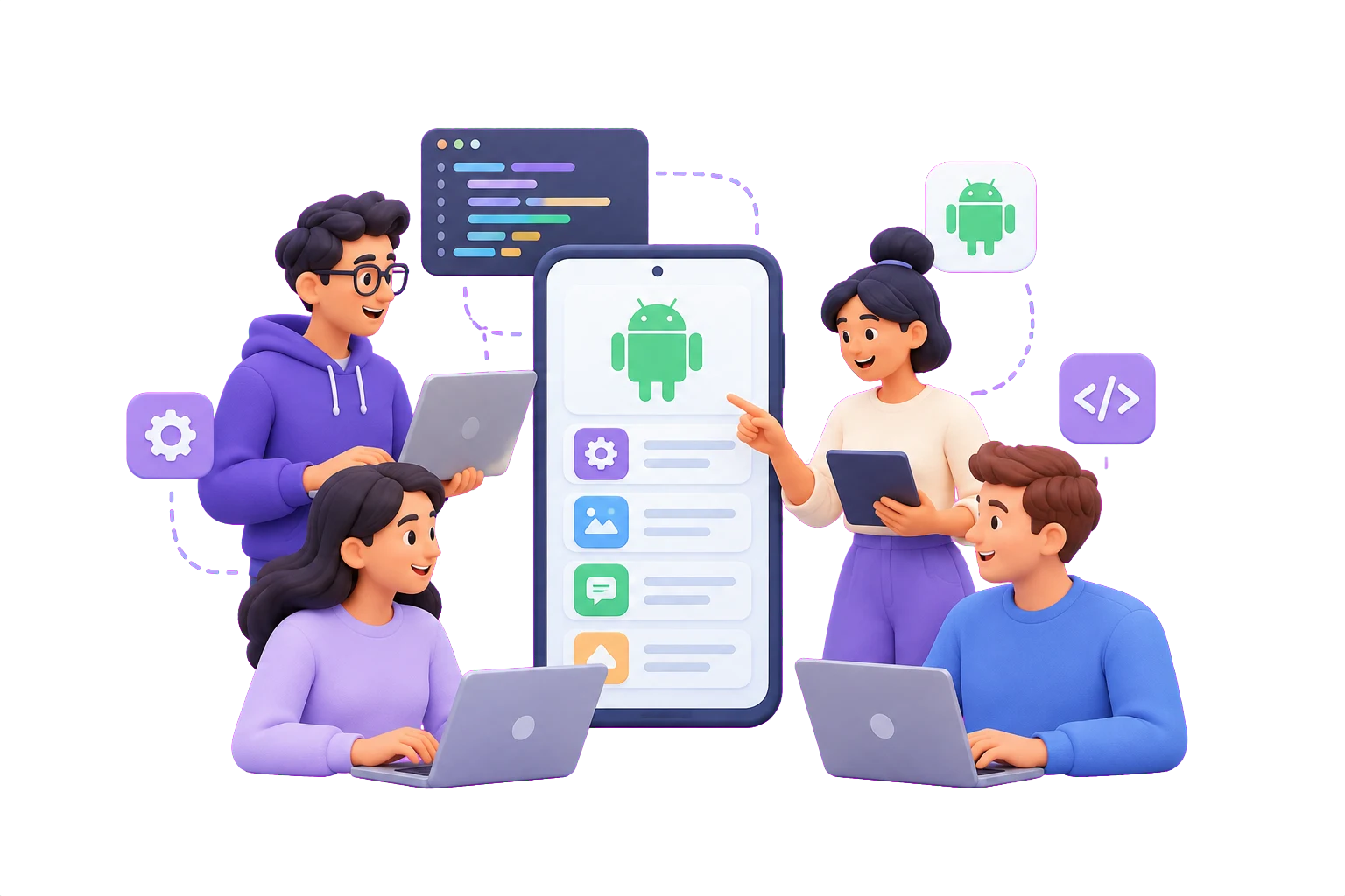 Illustration of a connected Android product team