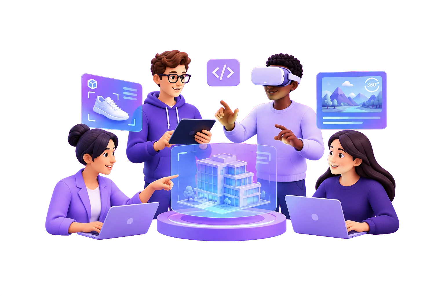 Illustration of a connected product team