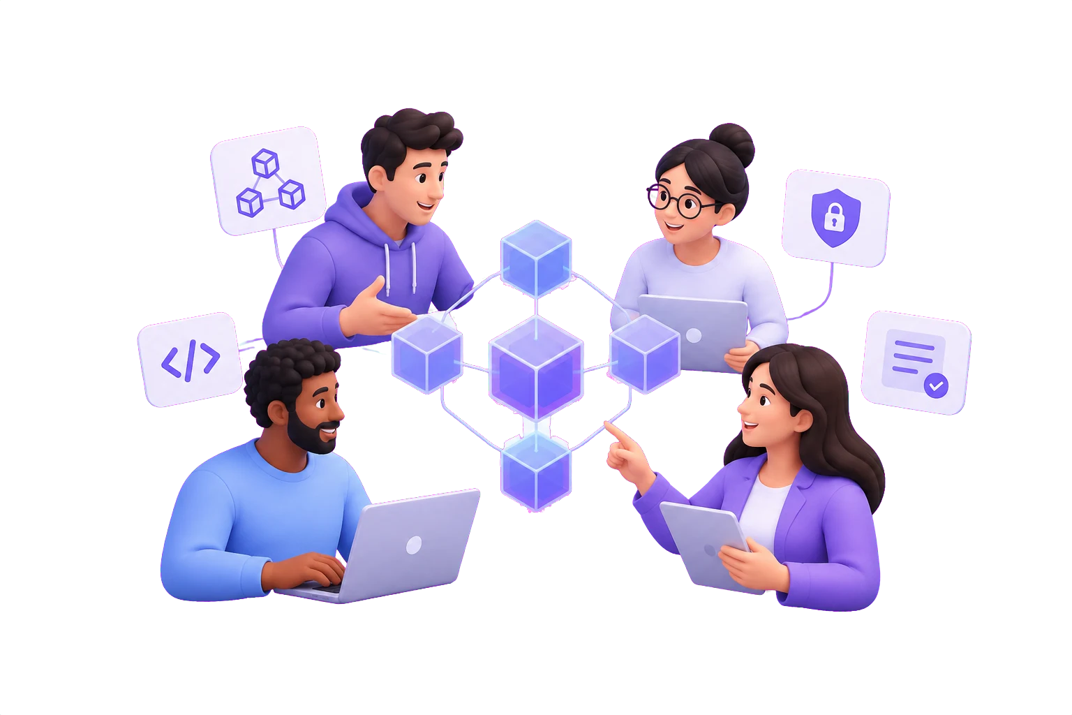 Illustration of a connected product team