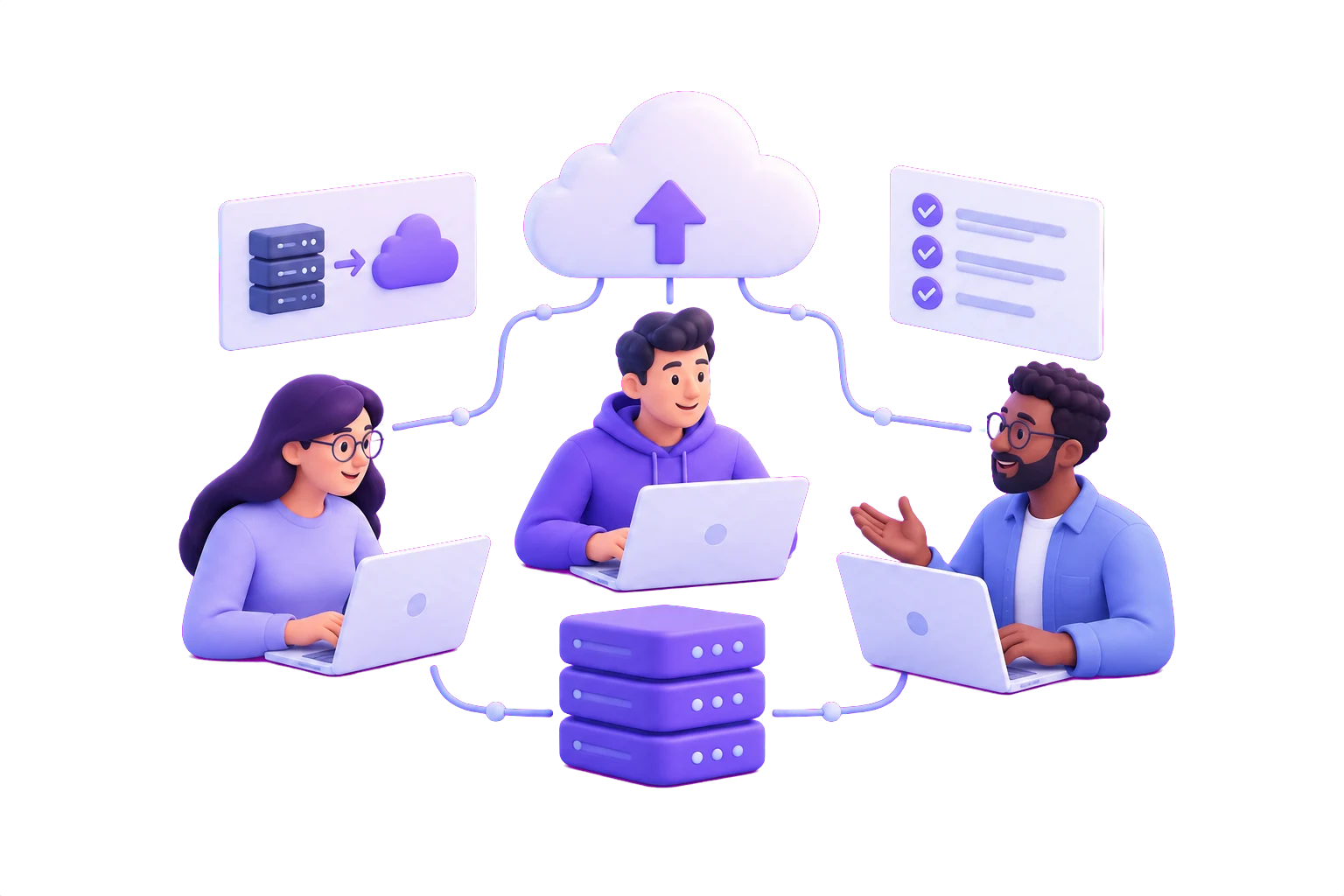 Illustration of a connected engineering team