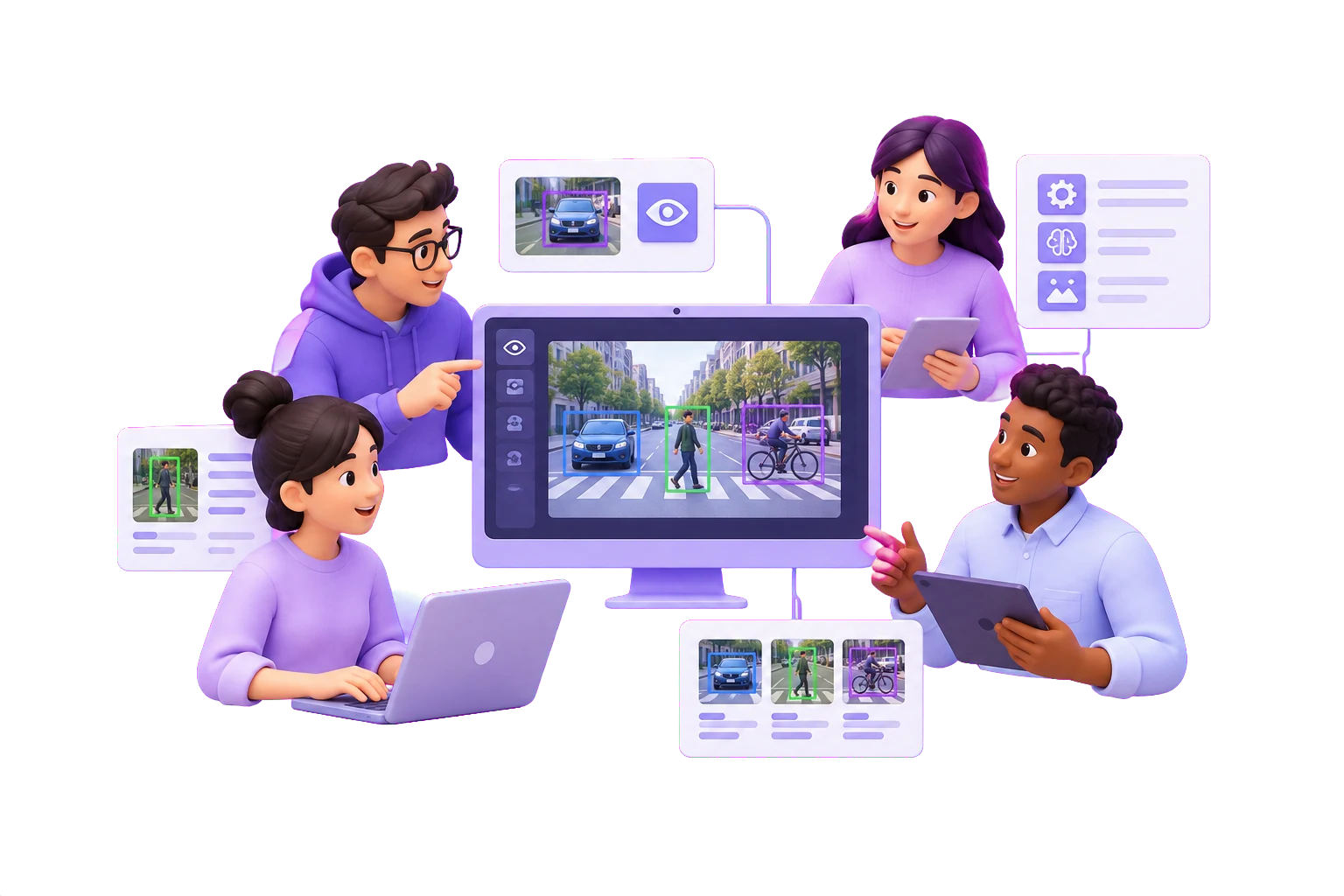 Illustration of a connected product team