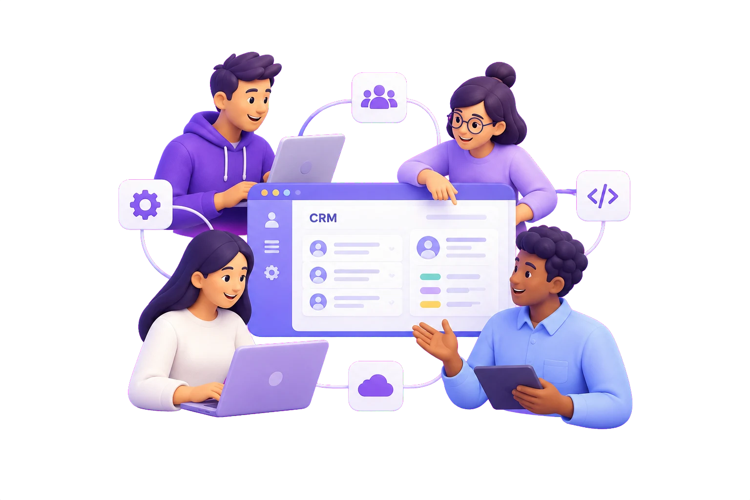 Illustration of a connected product team