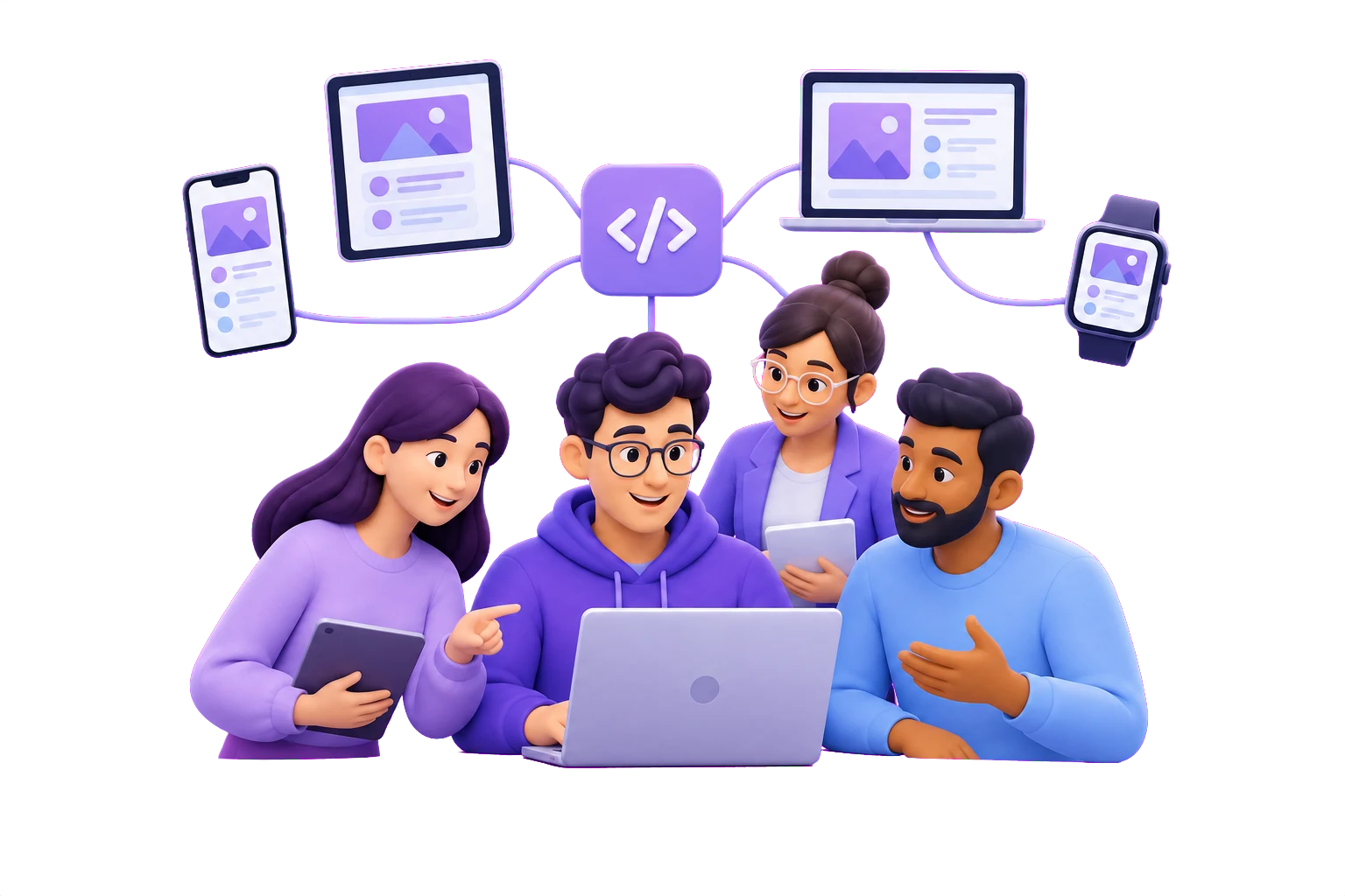Illustration of a connected product team