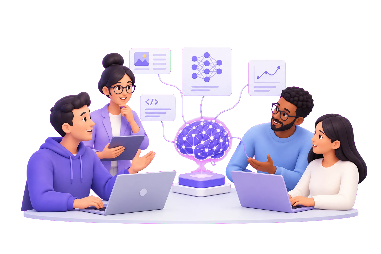 Illustration of a connected product team
