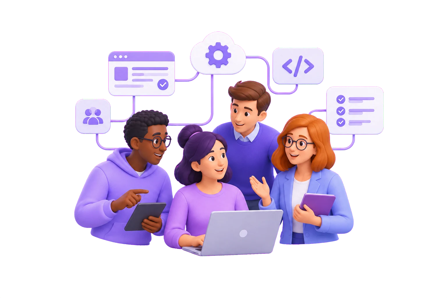 Illustration of a connected product team