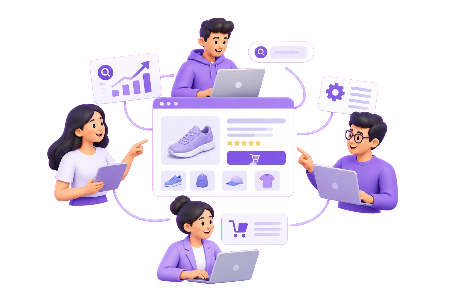 Illustration of a connected product team