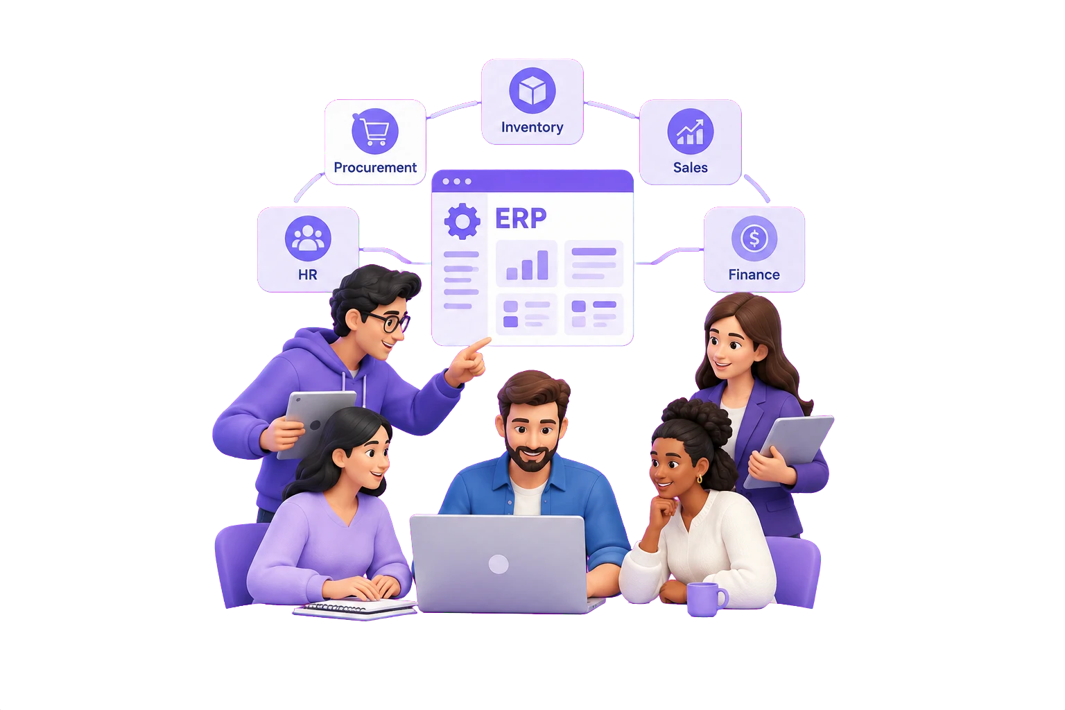 Illustration of a connected product team