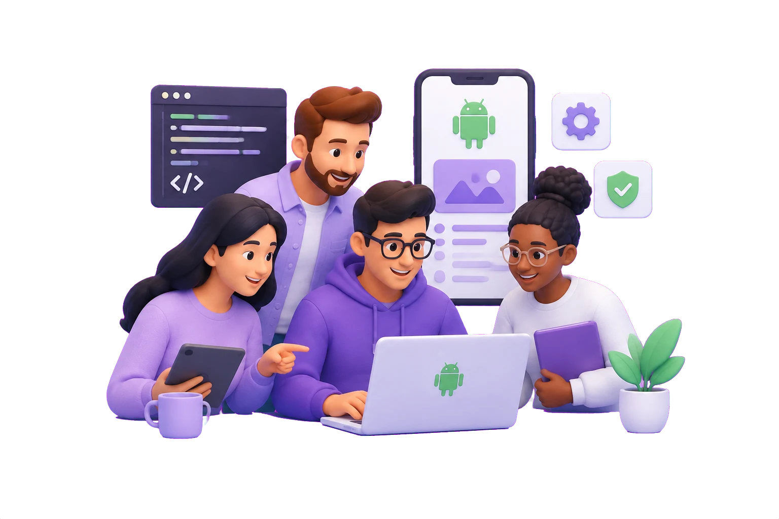 Illustration of a connected Android product team