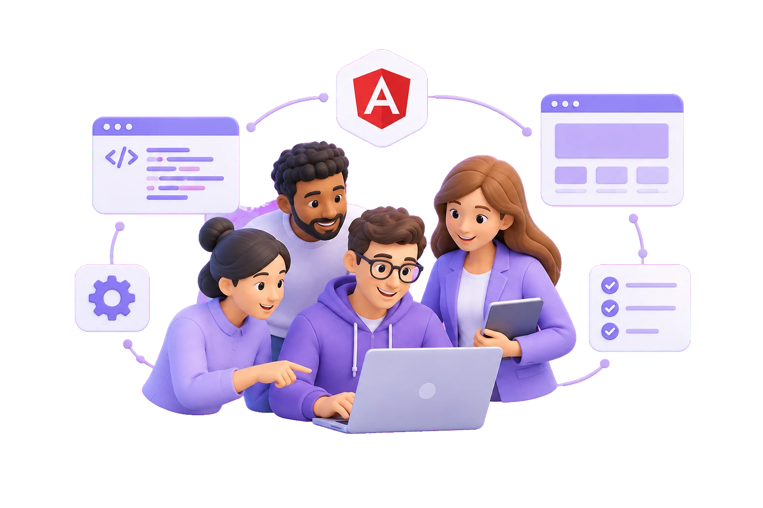 Illustration of a connected product team