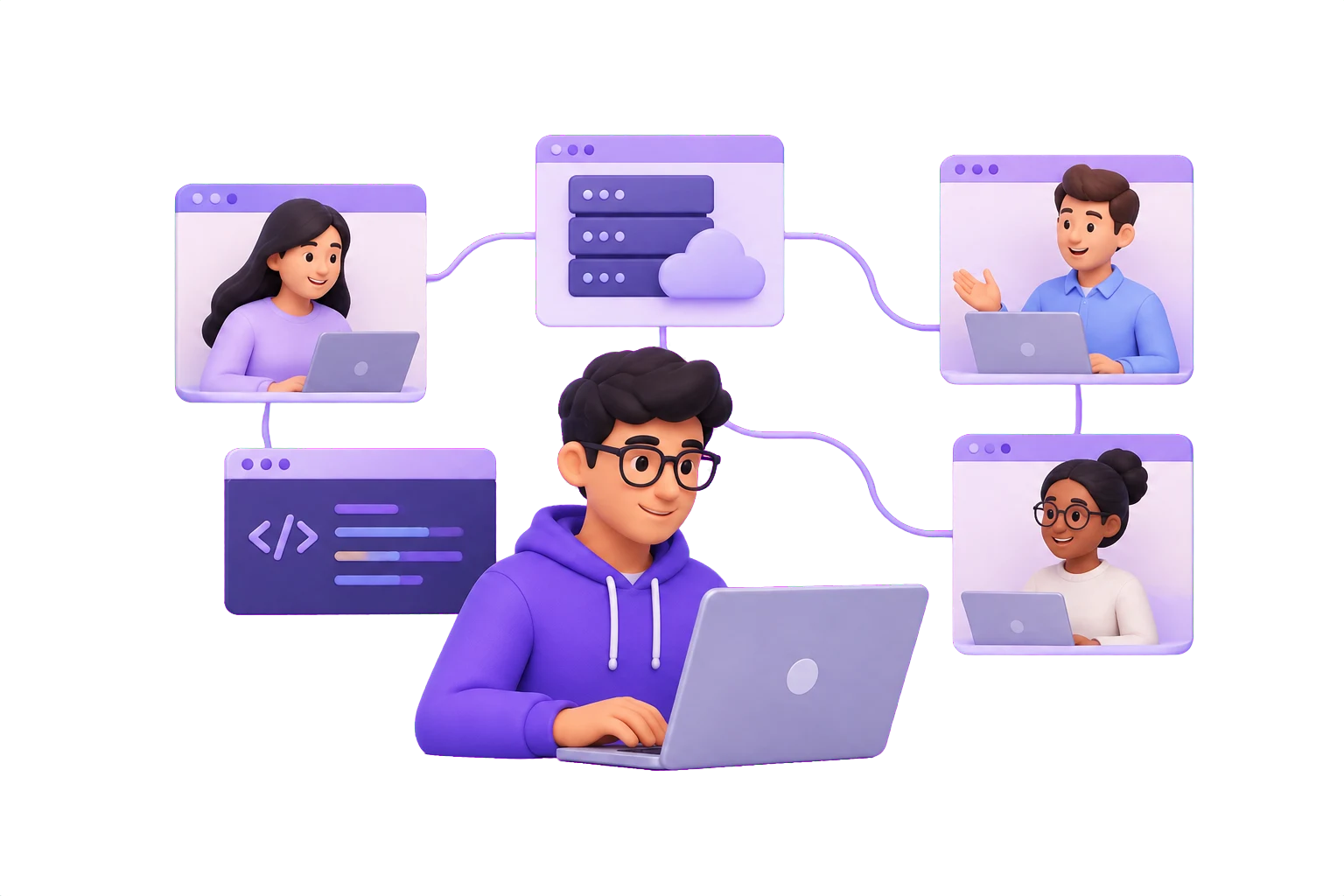 Illustration of a connected product team