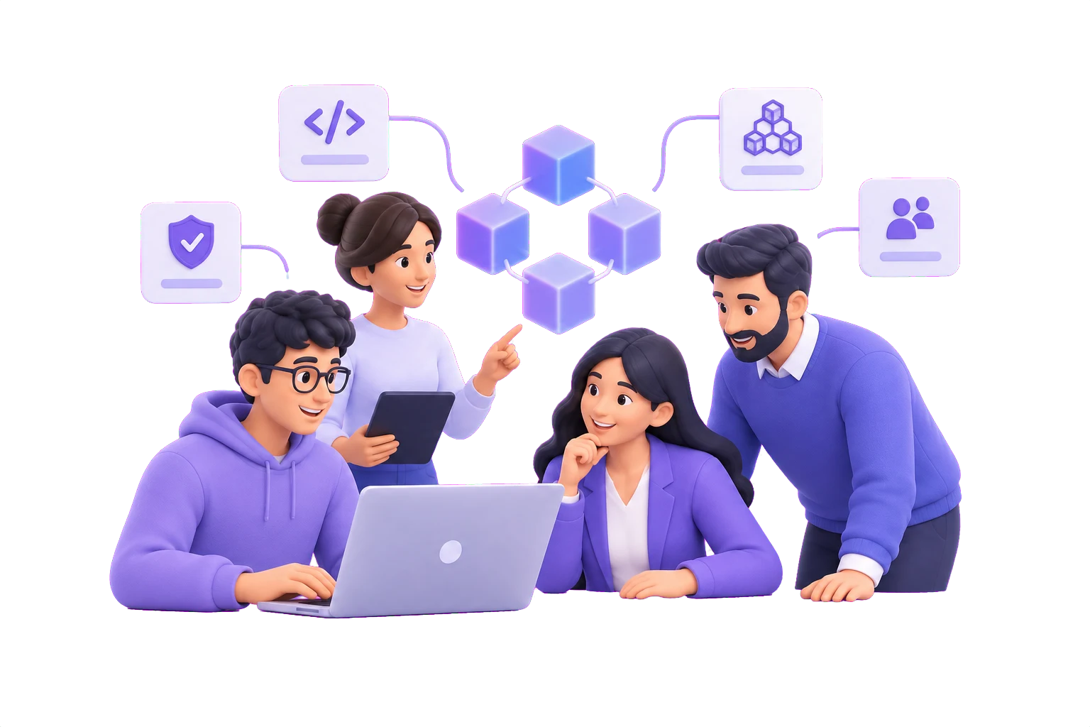 Illustration of a connected product team