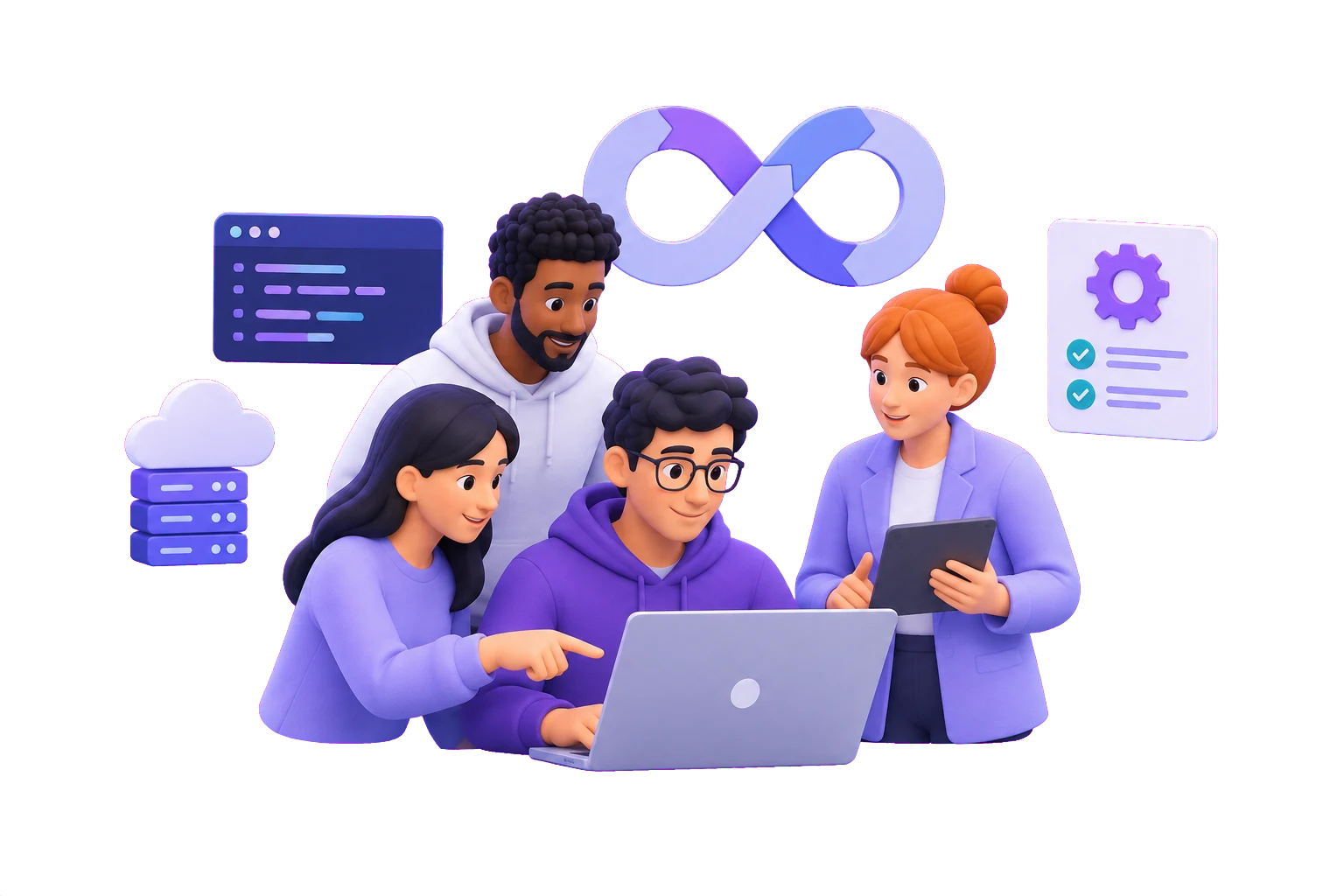 Illustration of a connected product team