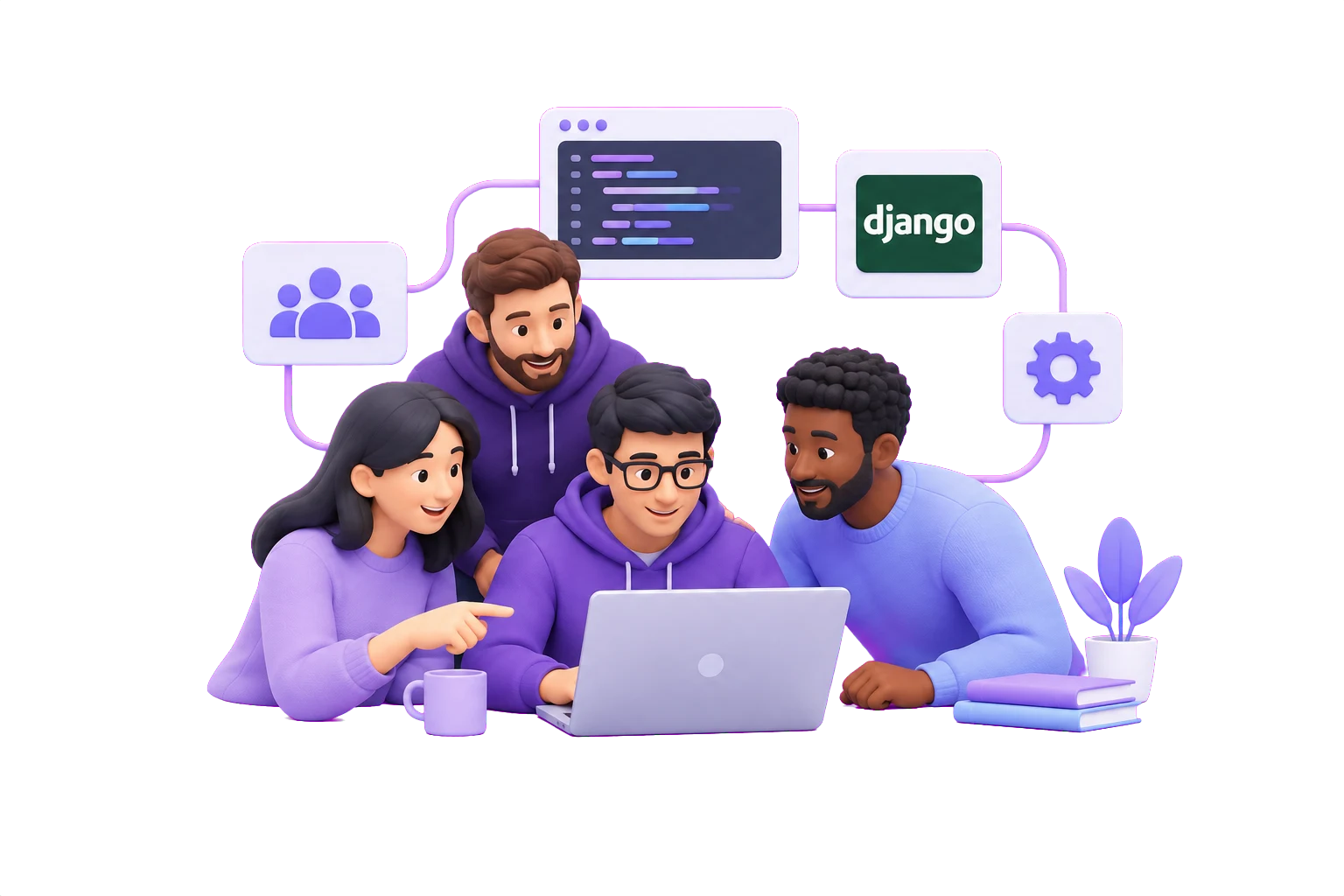 Illustration of a connected product team