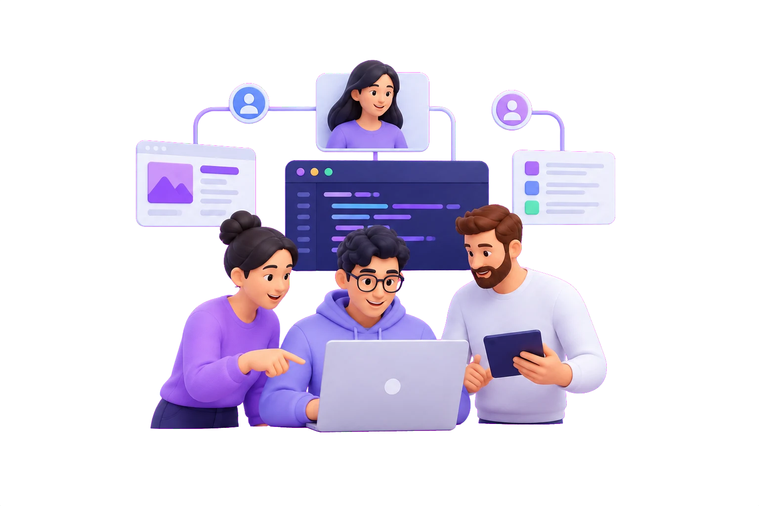 Illustration of a connected product team