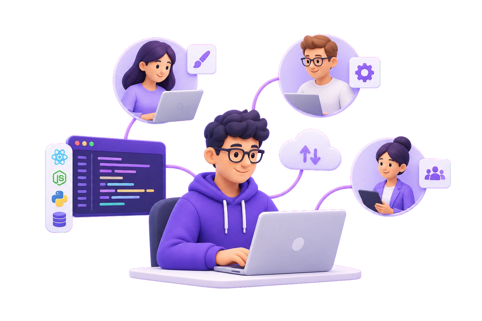 Illustration of a connected product team