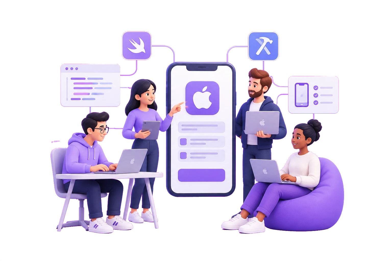 Illustration of a connected product team