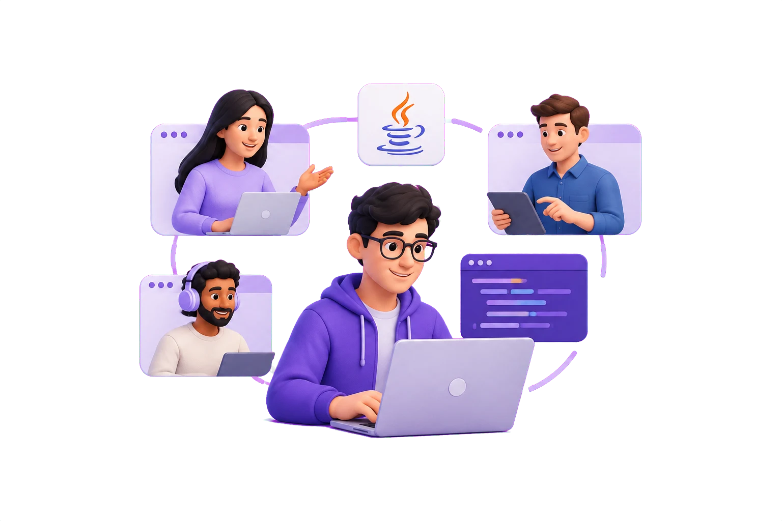 Illustration of a connected product team