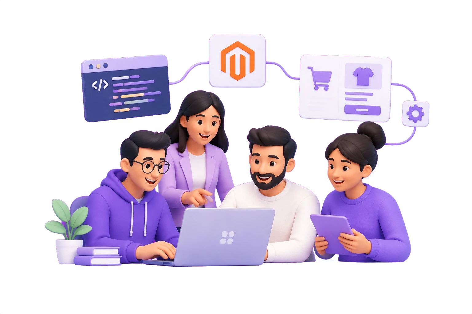 Illustration of a connected product team