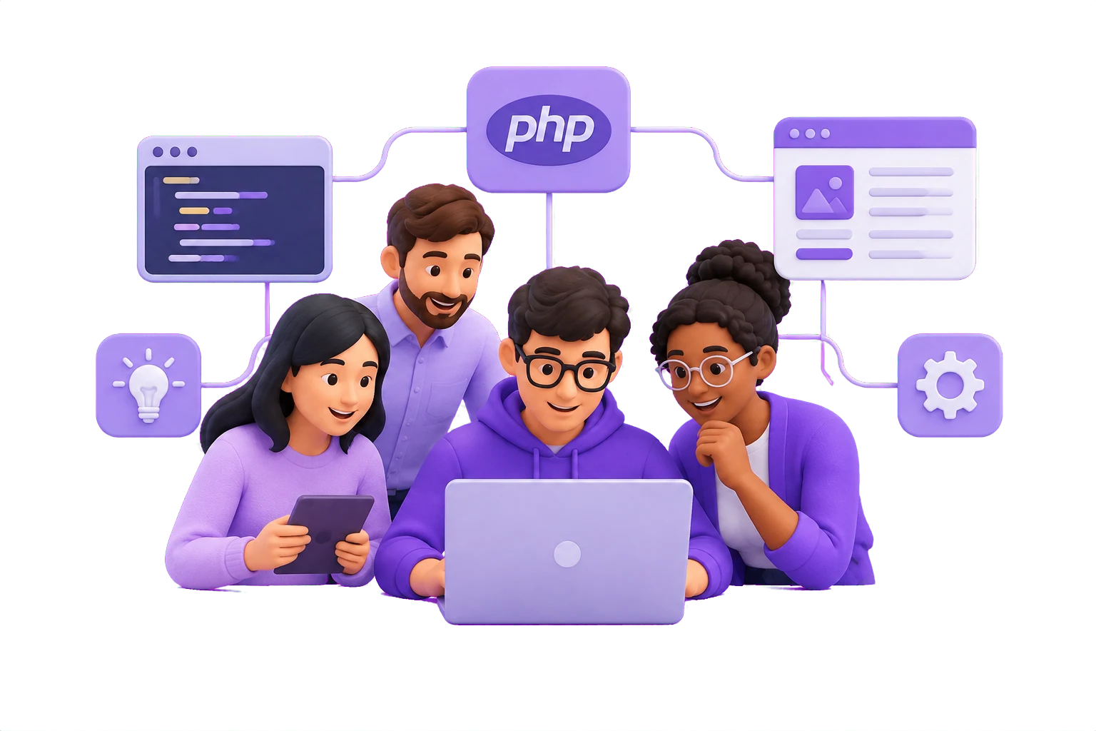 Illustration of a connected product team