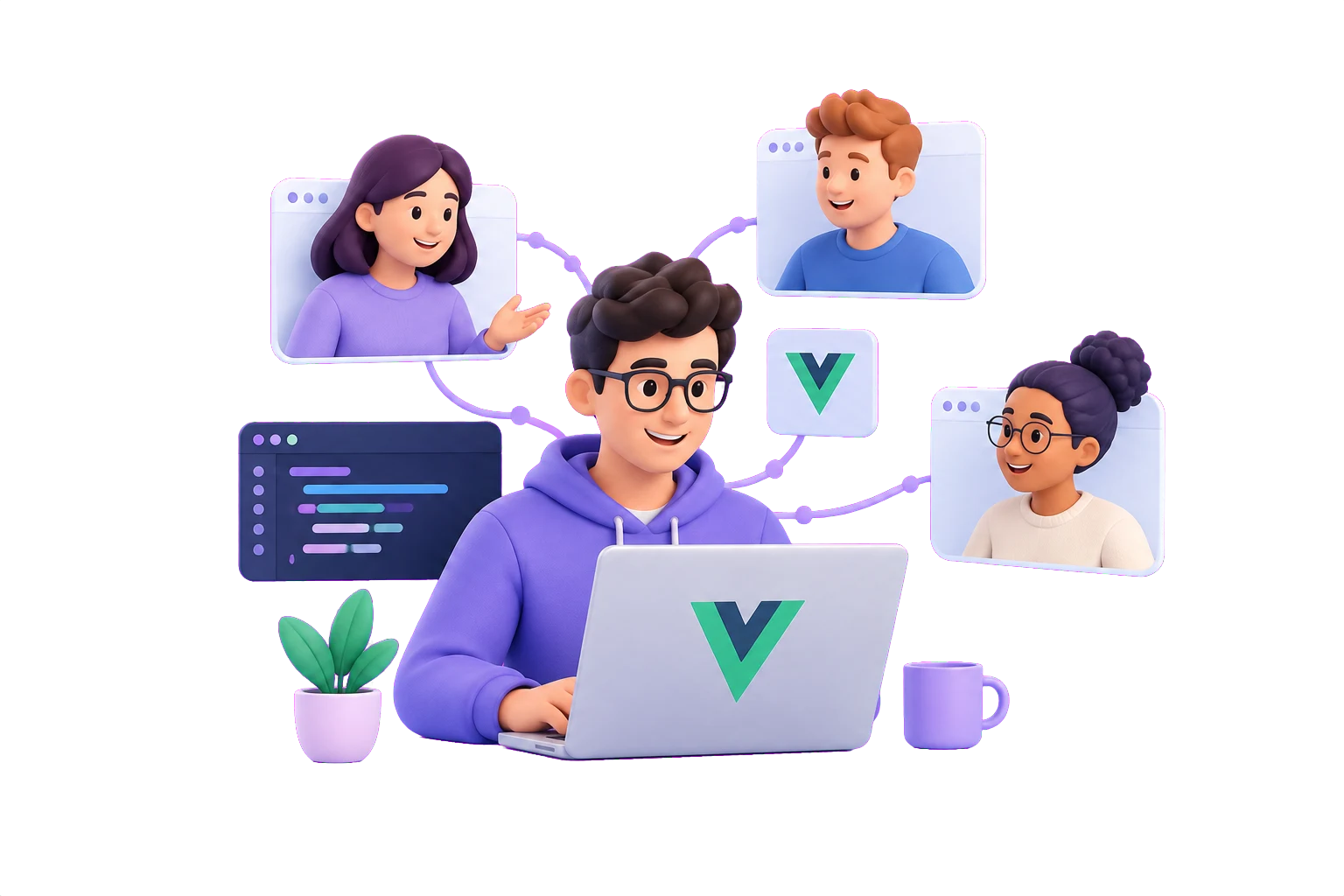 Illustration of a connected product team