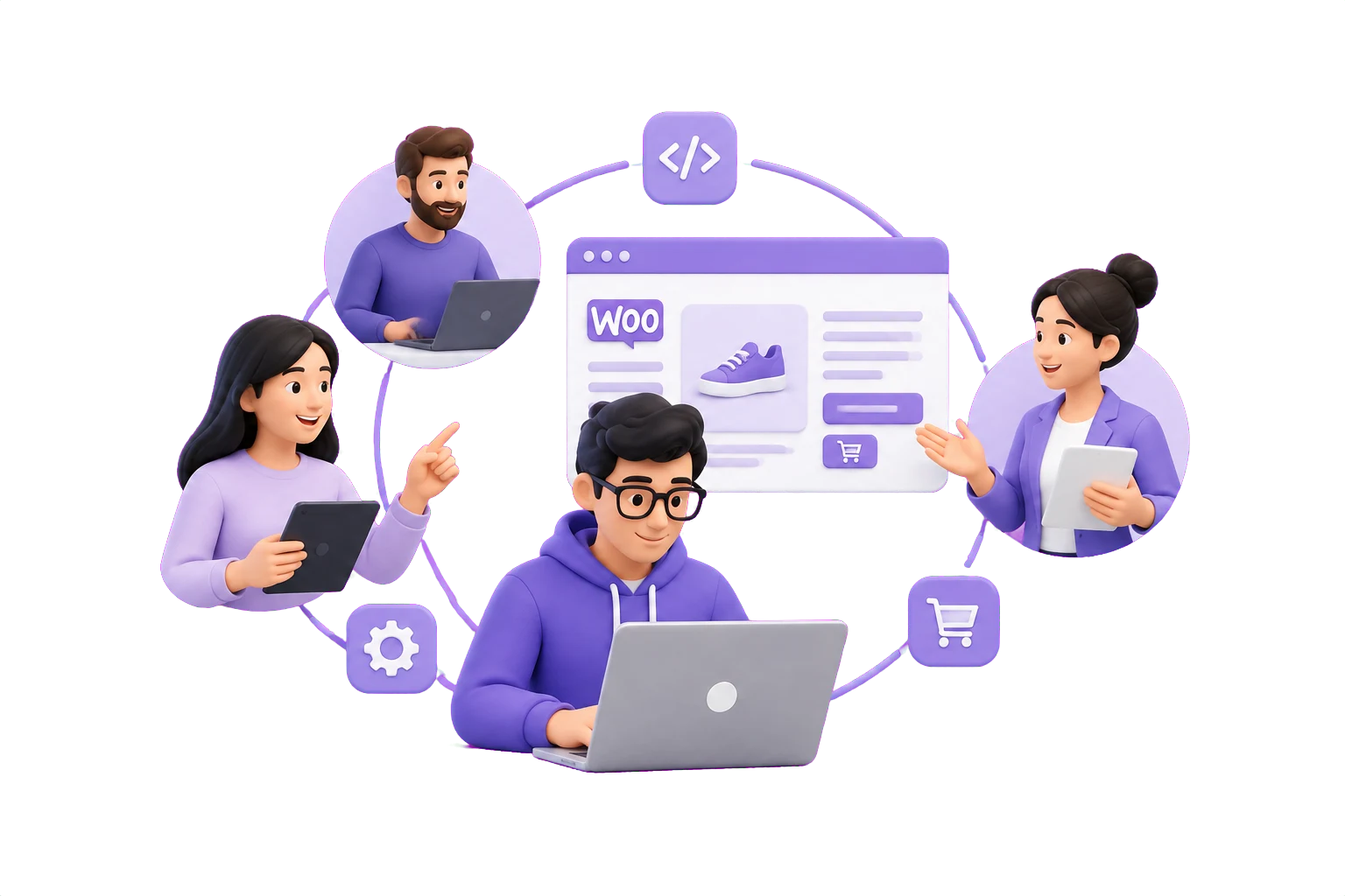 Illustration of a connected product team
