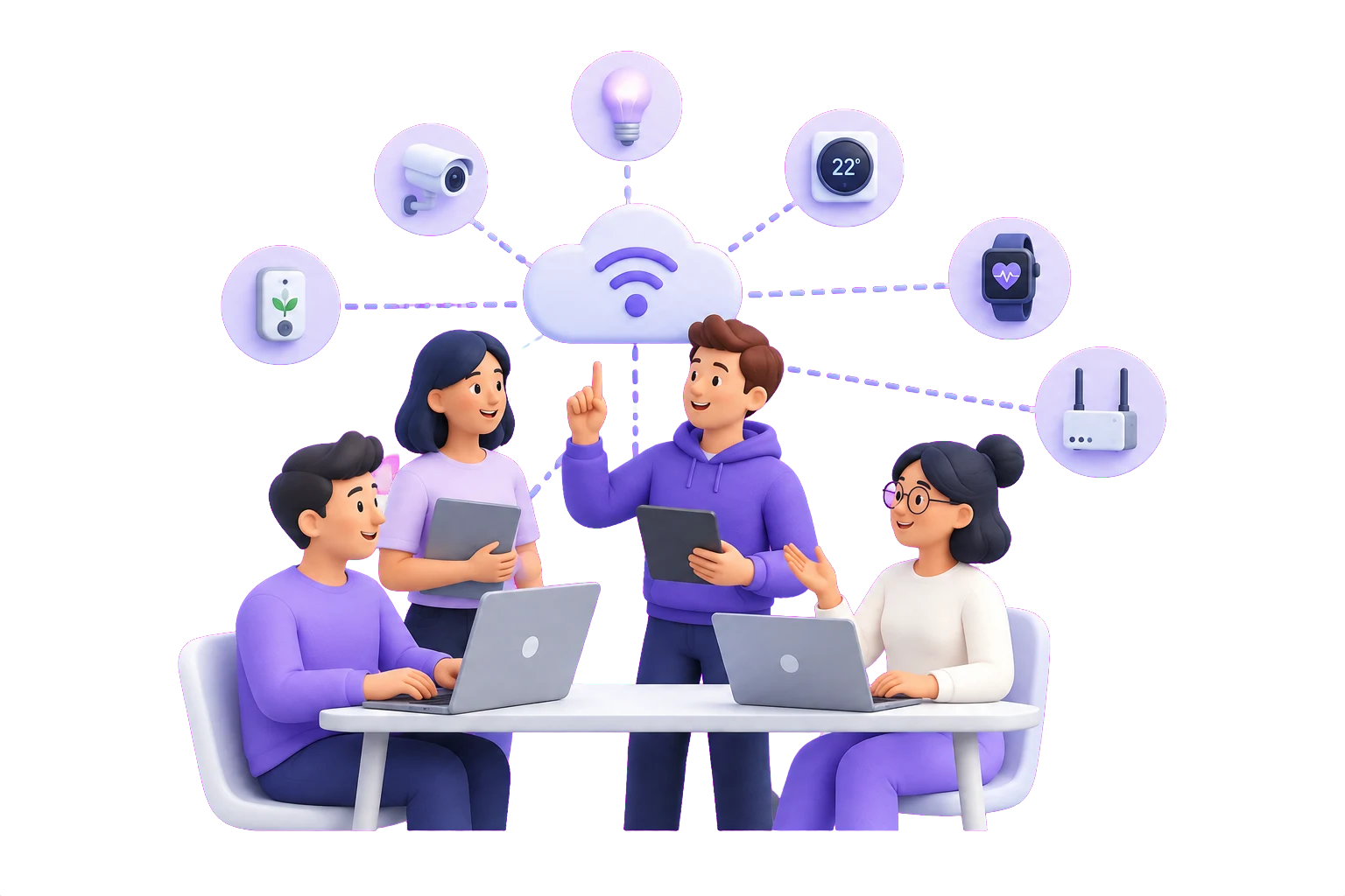 Illustration of a connected product team