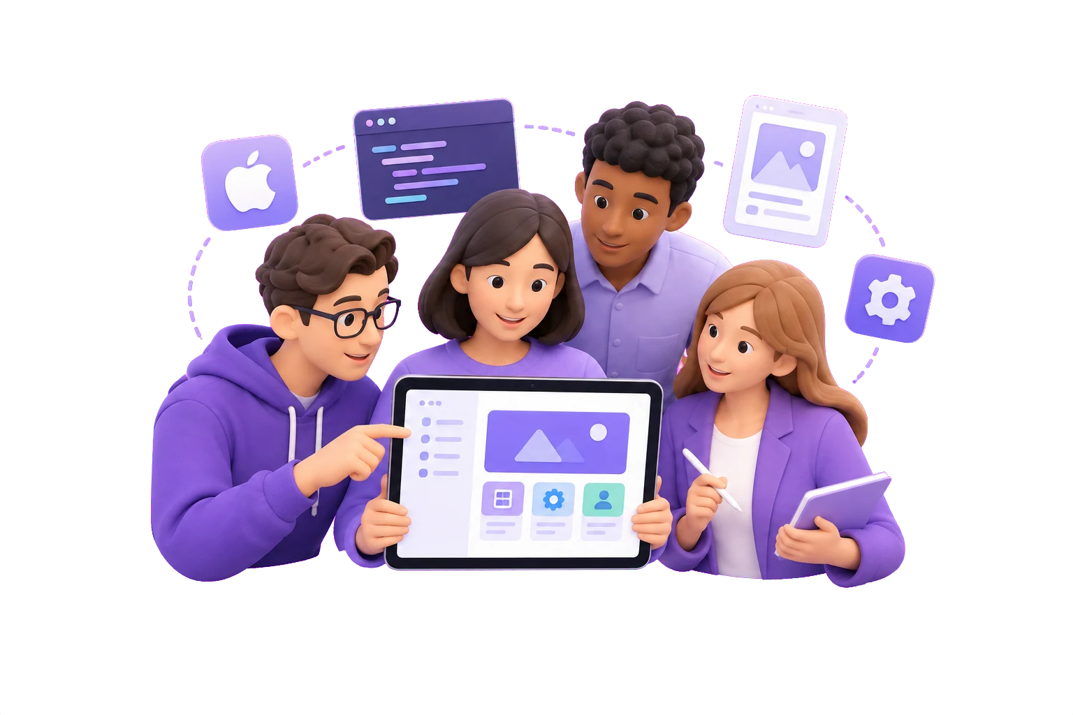 Illustration of a connected product team