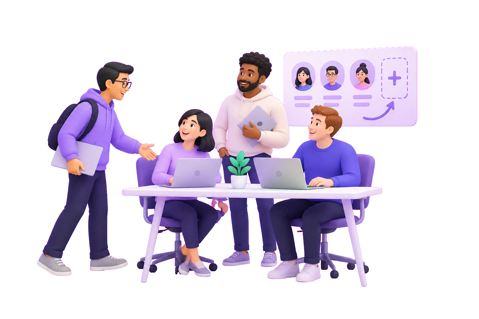 Illustration of engineers joining a product team