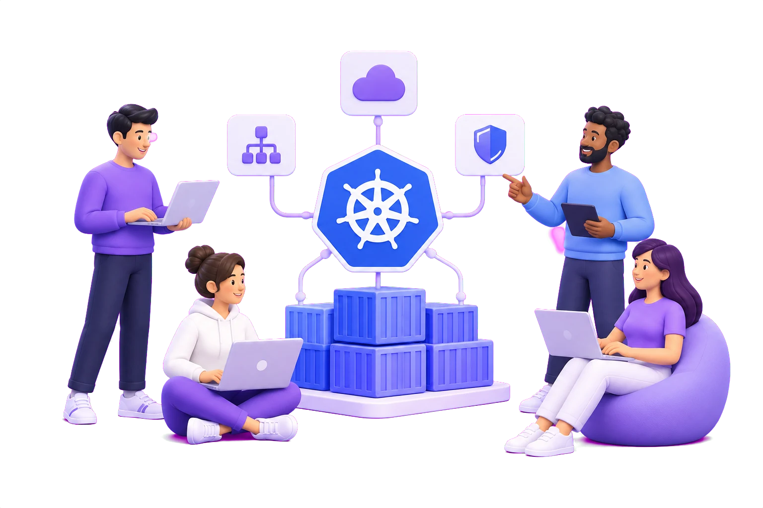 Illustration of a connected team delivering container platforms