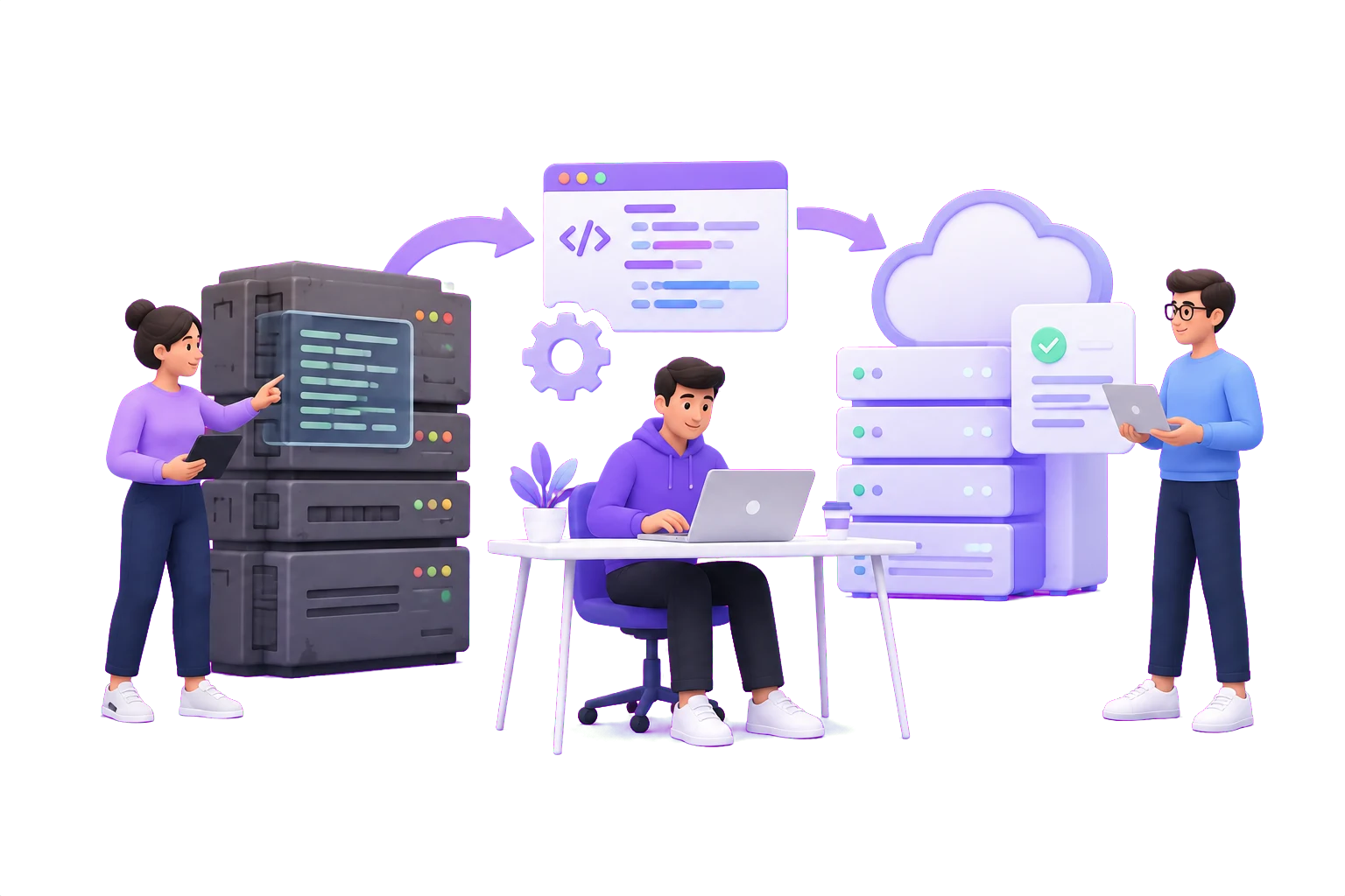 Illustration of a team modernising software