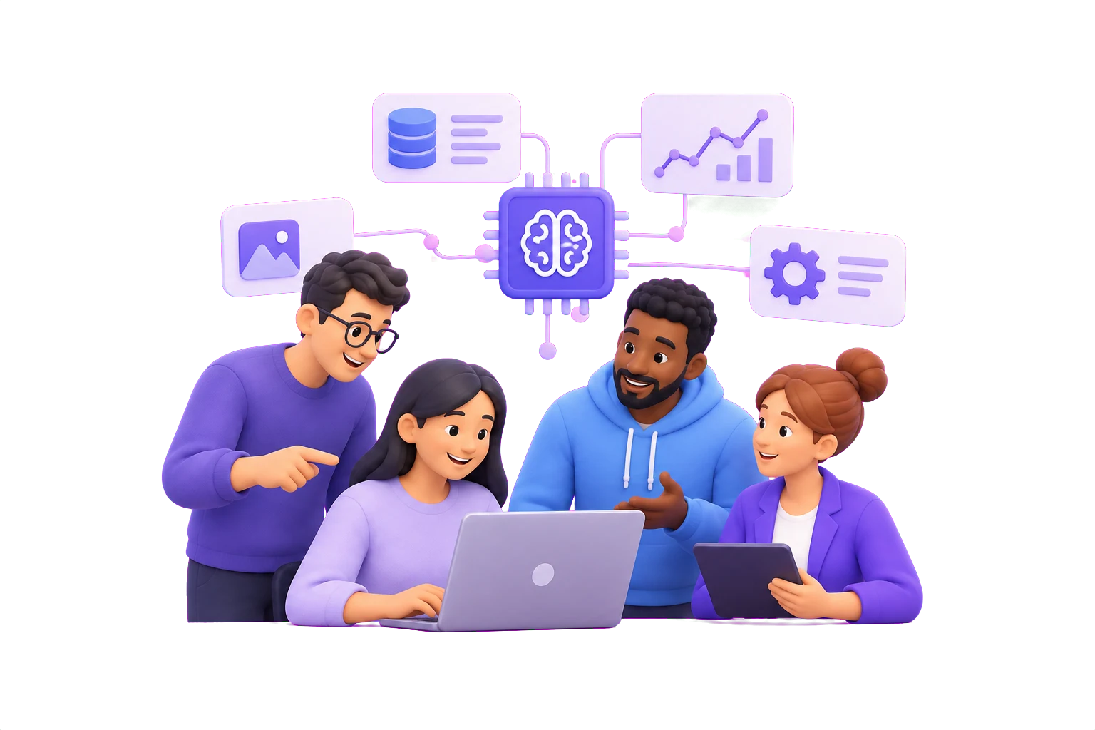 Illustration of a connected product team
