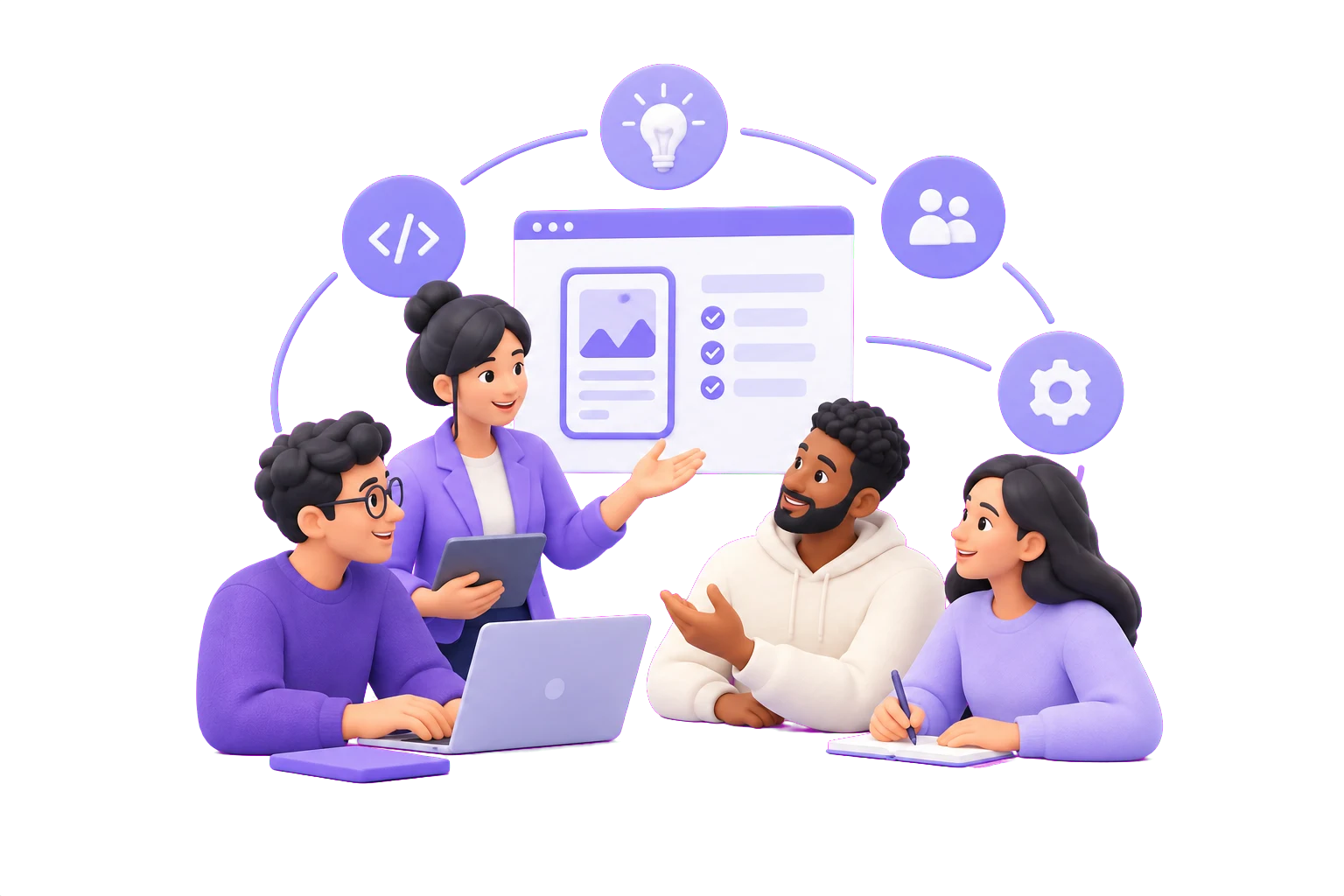 Illustration of a connected product team