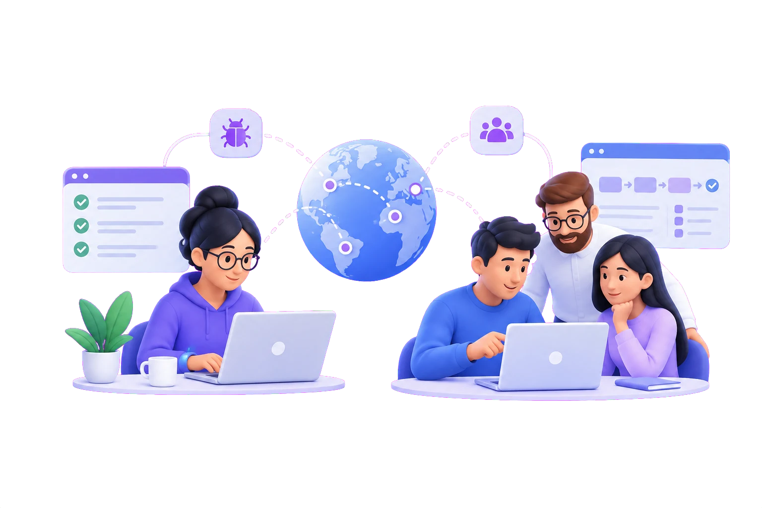 Illustration of a connected QA and product team