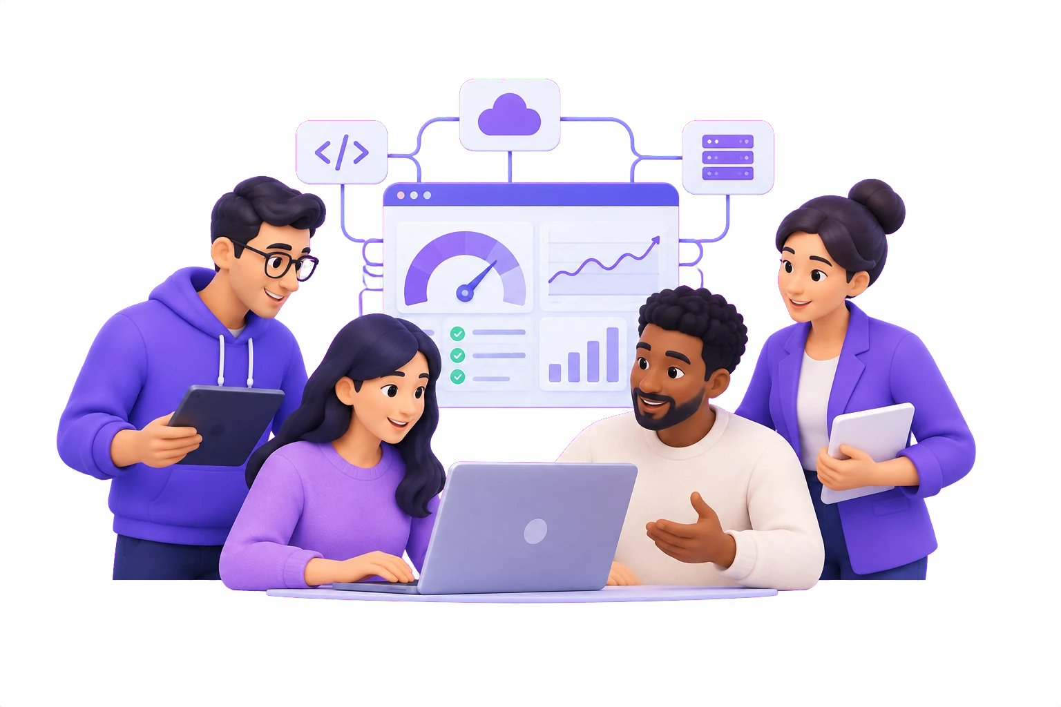 Illustration of a connected product team