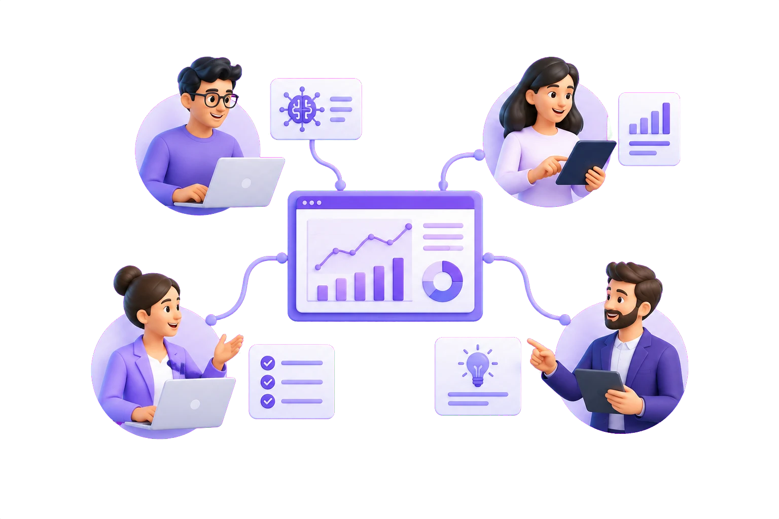 Illustration of a connected analytics delivery team