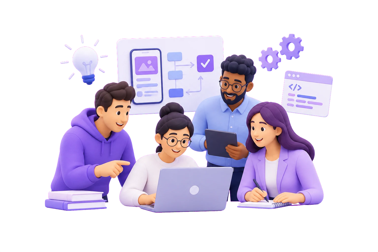 Illustration of a connected product team