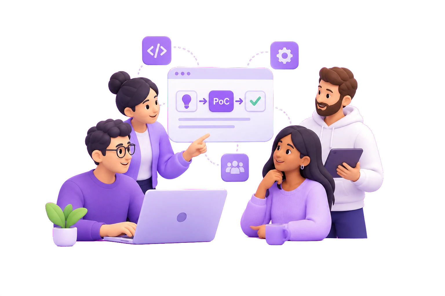 Illustration of a connected product team