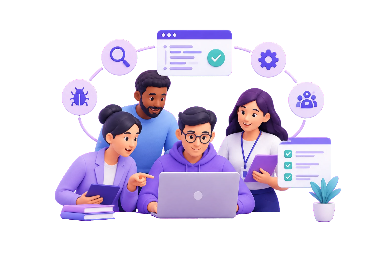 Illustration of a connected QA and product team