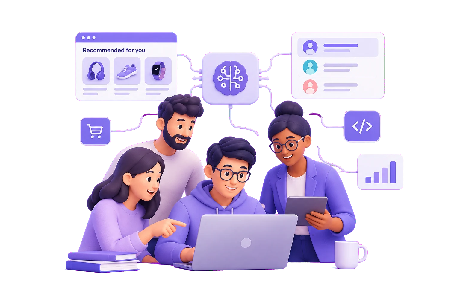 Illustration of a connected product team