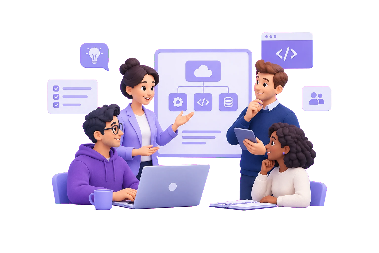Illustration of a connected product team