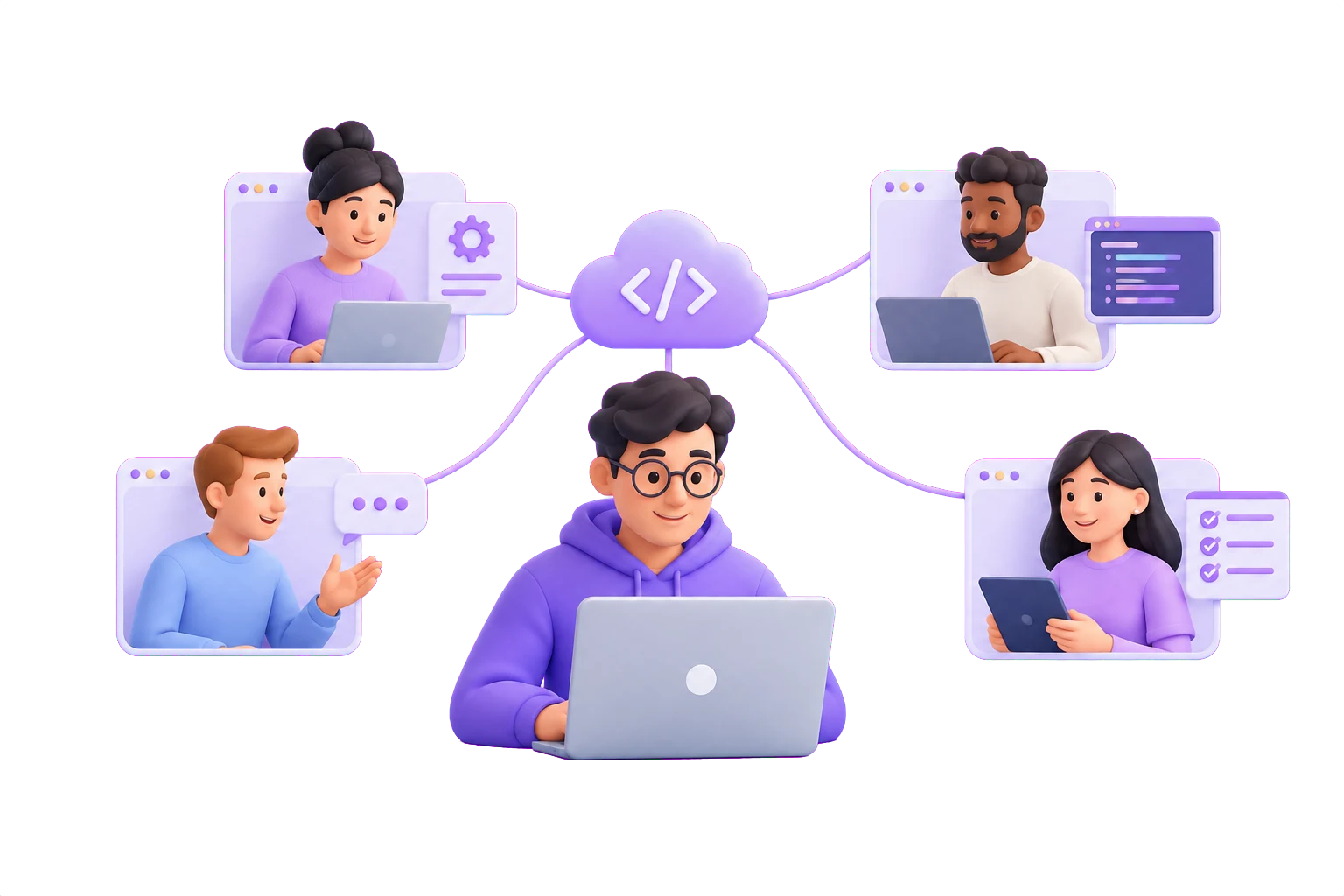 Illustration of a connected product team