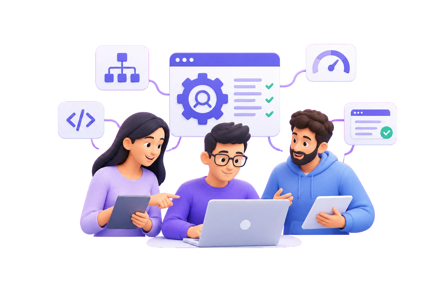 Illustration of a connected product team