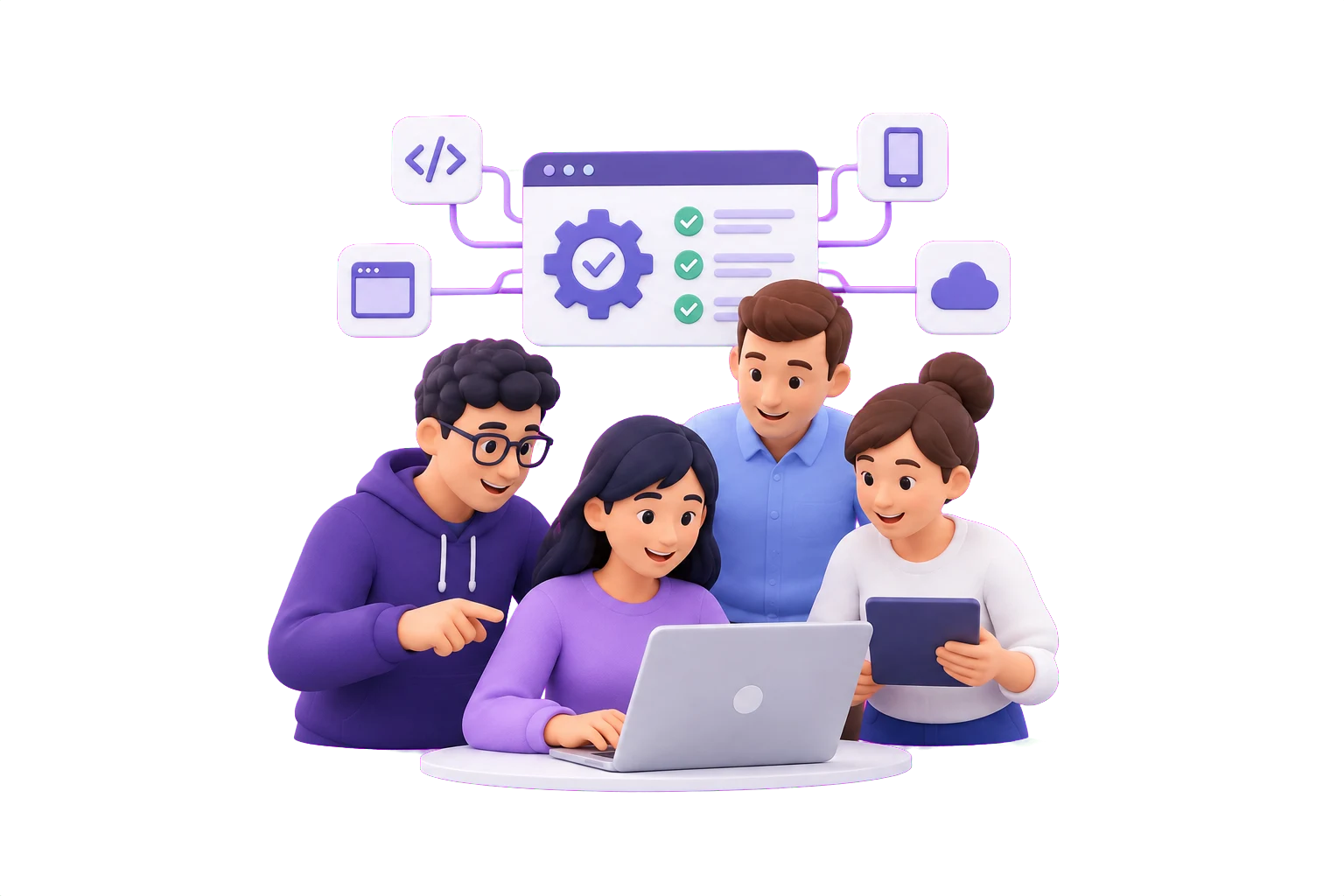Illustration of a connected product team