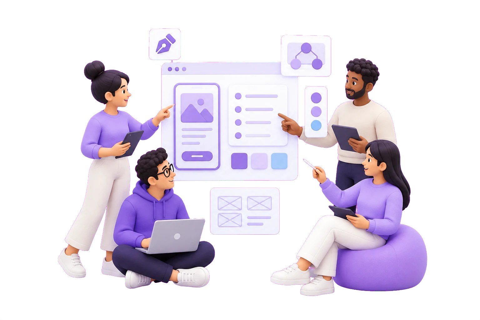 Illustration of a connected product team