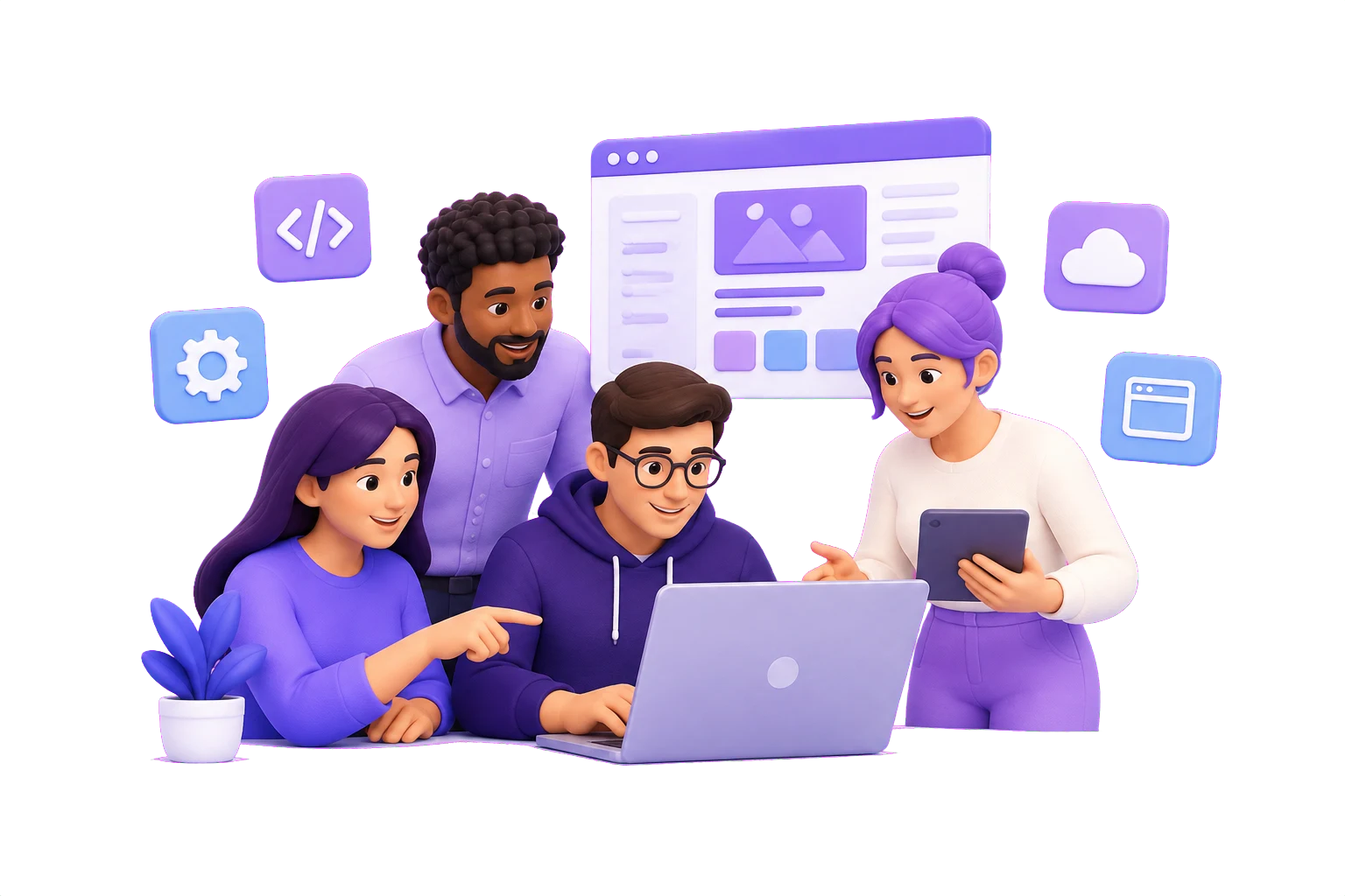 Illustration of a connected product team