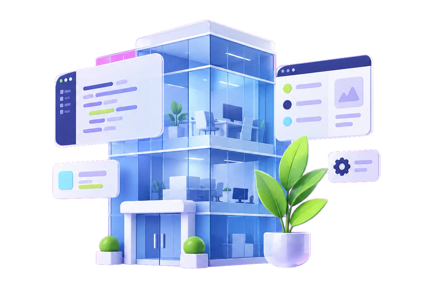 Illustration of a modern software studio