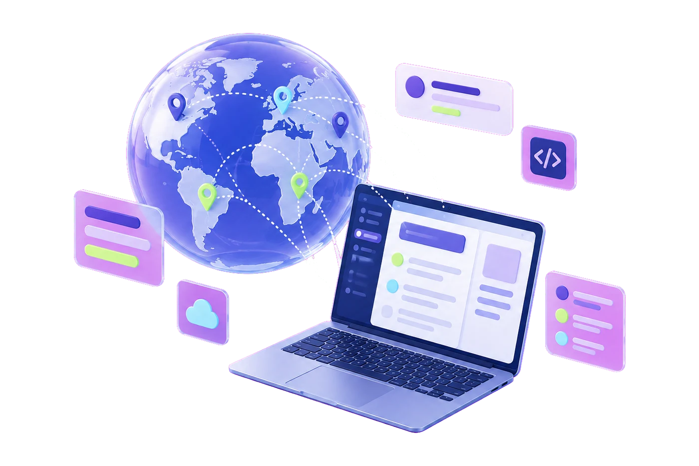 Illustration of a connected product team working across time zones