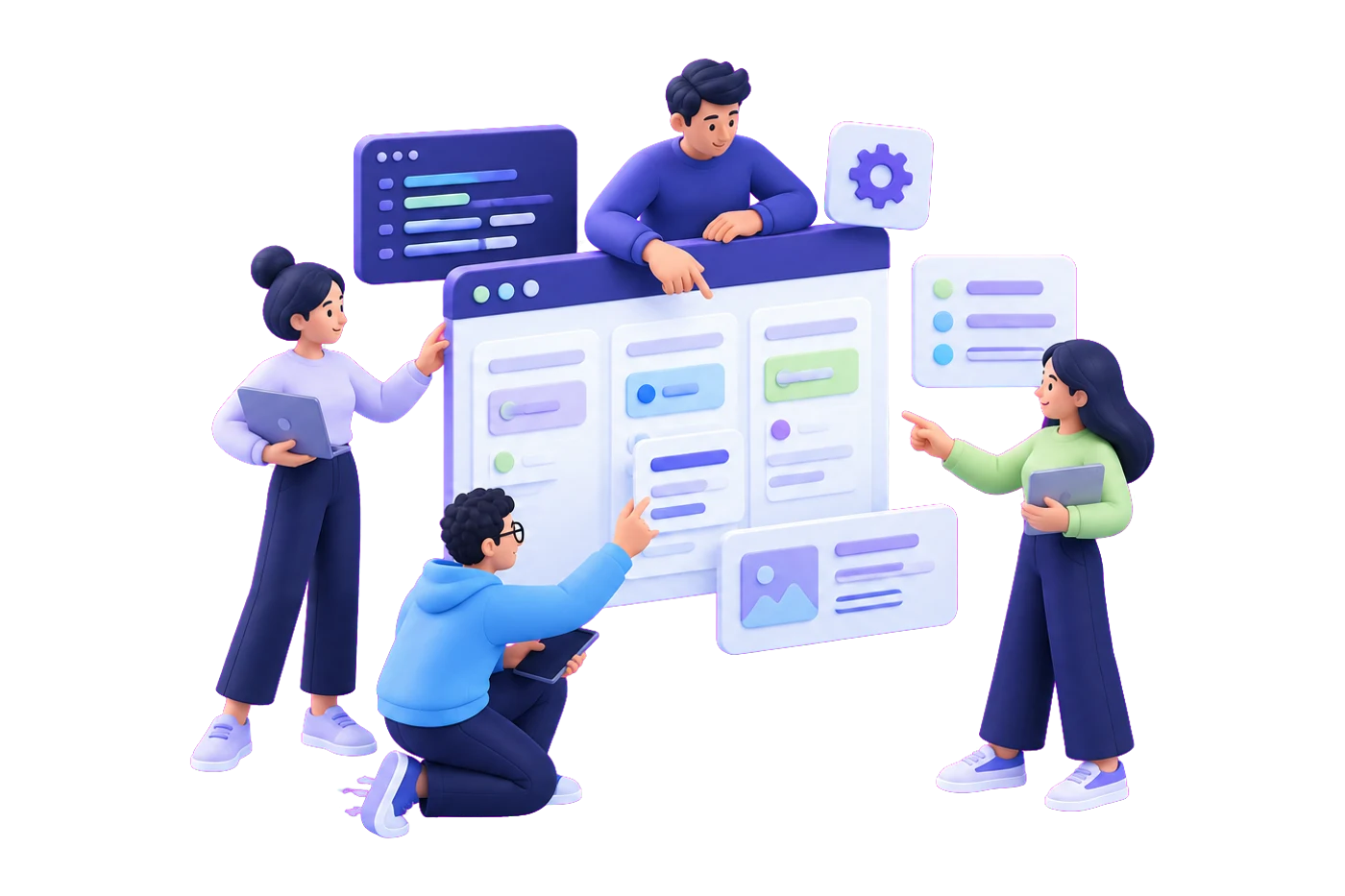 Connected product team of designers, engineers and testers working together around one shared product