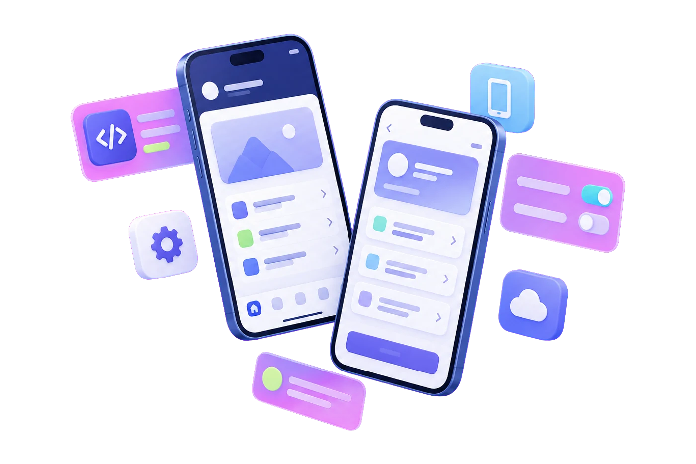 Illustration of a mobile app development project